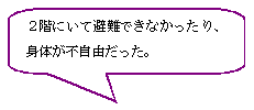 2階にいて避難できなかったり身体が不自由だった。