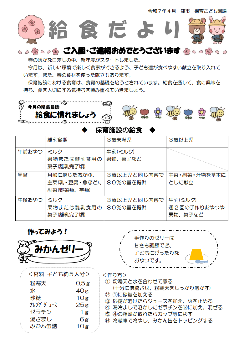 給食だより1月
